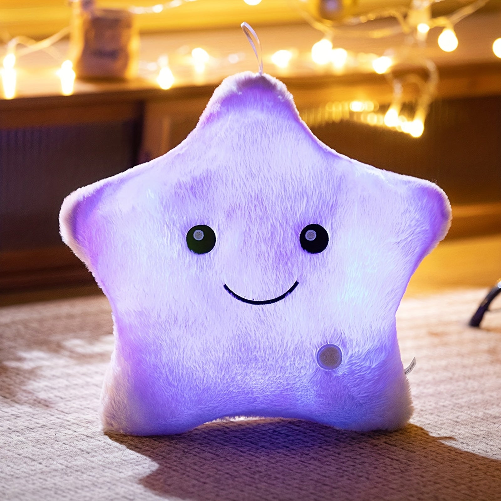 AKKUN Purple Glow in the Dark Star Plush Toy, Adorable Soft Star Shaped Stuffed Animal, Woven Polyester, Magical Nightlight, with Ideal Gift for Star Lovers and Cozy Spaces